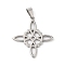 Non-Tarnish 304 Stainless Steel Pendants, Knot Charm, Stainless Steel Color, 32.5x29.5x1.7mm, Hole: 7.5x3.5mm
