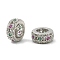 Brass Micro Pave Cubic Zirconia European Beads, Flat Round, Large Hole Beads, Rack Plating, Cadmium Free & Lead Free, Long-Lasting Plated, Platinum, 8x3.5mm, Hole: 4.2mm