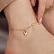Stainless Steel Charm Anklets for Women, Real 18K Gold Plated, Heart, 8.27 inch(21cm)