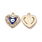 Alloy Crystal Rhinestone Charms, with Enamel Evil Eye, Heart Charm, Light Gold, 14x13x2mm, Hole: 2mm