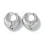 Texture Rings Brass Hoop Earrings for Women, Real Platinum Plated, 29x10.5mm