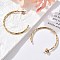304 Stainless Steel C-Shaped Stud Earrings, Ion Plating(IP), Real 18K Gold Plated, 35x2mm
