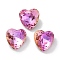 Glass Rhinestone Cabochons, Point Back & Back Plated, Faceted, Heart, Fuchsia, 8x8x4.5mm