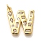 Brass Micro Pave Clear Cubic Zirconia Pendants, with Jump Ring, Lead Free and Cadmium Free, Long-Lasting Plated, Rack Plating, Letter Charms, Real 18K Gold Plated, Letter W, 20.5x20x2.7mm, jump ring: 5x1mm, 3mm inner diameter.