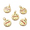 Rack Plating Brass Micro Pave Cubic Zirconia Pendants, Cadmium Free & Lead Free & Nickle Free, with Enamel and Jump Ring, Flat Round with Word LOVE or LUCKY, Real 18K Gold Plated, 15.5x13.5x2mm, Jump Ring: 5x0.6mm, Inner Diameter: 3.5mm
