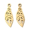 Ion Plating(IP) 304 Stainless Steel Pendants, Manual Polishing, Leaf Charms, Golden, 20x6.5x1mm, Hole: 1.6mm