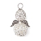 Alloy with Glass Seed Beads Pendants, with Polymer Clay Rhinestone, Angle, White, 32x17x17mm, Hole: 4x3.5mm