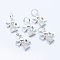 Brass Micro Pave Cubic Zirconia Charms, Angel, Lead Free & Nickel Free & Cadmium Free, Platinum, 12x9.5x2mm, Hole: 3.5mm