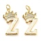 Brass Micro Pave Clear Cubic Zirconia Pendants, Cadmium Free & Lead Free, with Synthetic Opal, Real 18K Gold Plated, with Jump Ring, Letter Z, 26.5~33x14~23.5x3.5~4.5mm, Hole: 4.5mm