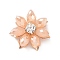 Wire Wrapped Glass Cabochons, with Light Gold Plated Iron Findings, Flower, PeachPuff, 27x27x8.5mm