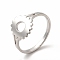 Non-Tarnish 304 Stainless Steel Sunflower Adjustable Ring for Women, Stainless Steel Color, US Size 6 1/4(16.7mm)