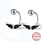 Anti-Tarnish Rhodium Plated 925 Sterling Silver Stud Earrings, with Enamel and 925 Stamp, Wing, Platinum, Wing: 4.5x12mm