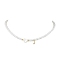Brass Micro Pave Grade AAA Cubic Zirconia Letter Pendant Necklaces, Heart & Round Baking Painted Pearlized Glass Pearl Beaded Necklaces for Women, Letter J, 15.20 inch(38.6cm)