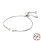 Anti-Tarnish Rhodium Plated Sterling Silver Chain Bracelet Making, Slider Bracelets Making, Platinum, 4-3/4 inch(12cm), 0.7mm, Hole: 2mm