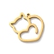 304 Stainless Steel Pendants, Laser Cut, Cat Charm, Real 18K Gold Plated, 19x17.5x1.5mm, Hole: 1.2mm