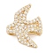 Brass Micro Pave Clear Cubic Zirconia Slide Charms, Long-Lasting Plated, Bird, Golden, 12x15.5x5mm, Hole: 10x1.5mm