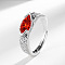 Horse Eye Brass Micro Pave Cubic Zirconia Finger Rings, Platinum, Red, Inner Diameter: Adjustable