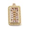 Brass with Clear Cubic Zirconia Pendants, Cadmium Free & Nickel Free & Lead Free, Real 14K Gold Plated, Rectangle, 17.5x9.5x2.5mm, Hole: 1.2mm