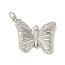 Rack Plating Brass Micro Pave Cubic Zirconia Pendants, with Jump Ring, Cadmium Free & Lead Free, Long-Lasting Plated, Butterfly, Platinum, 20.5x24.5x3mm, Hole: 3.4mm