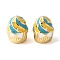Cake Rack Plating Brass Enamel Beads, Cadmium Free & Lead Free, Long-Lasting Plated, Real 18K Gold Plated, Dark Turquoise, 12.5x10x10.5mm, Hole: 3mm