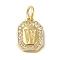 Real 18K Gold Plated Brass Micro Pave Clear Cubic Zirconia Pendants, with Jump Ring, Long-Lasting Plated, Lead Free & Cadmium Free, Letter Charms, Letter W, 12x8.5x2mm, Hole: 3mm