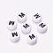 Acrylic Beads, with Horizontal Hole, Letter, Flat Round, Letter.M, 7x4mm, Hole: 1mm, about 3500pcs/500g
