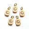 Brass Charms, with Micro Pave Cubic Zirconia and Jump Rings, Rectangle with Moon, Clear, Golden, 13.5x8x1.5mm, Hole: 3mm