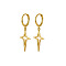 925 Sterling Silver Dangle Hoop Earrings for Women, Hollow Star, with S925 Stamp, Real 18K Gold Plated, 35mm