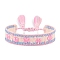 Bohemia Polyester Flat with Flower Cord Bracelet, Adjustable Bracelet with Tassel, Pearl Pink, Wide: 20mm