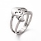 Non-Tarnish 201 Stainless Steel Skull Finger Ring, Wide Ring for Women, Stainless Steel Color, US Size 6 1/2(16.9mm)