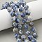 Natural Blue Spot Jasper Beads Strands, Faceted, Twist, with Seed Beads, 10x9~10x9~10mm, Hole: 1mm, about 33~34pcs/strand, 15.04''~15.35''(38.2~39cm)