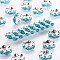 Brass Grade A Rhinestone Spacer Beads, Wavy Edge, Rondelle, Nickel Free, Silver, Aquamarine, 8x3.8mm, Hole: 1.5mm