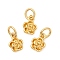 Brass Flower Charms, with Jump Rings, Lead Free & Cadmium Free, Long-Lasting Plated, Rack Plating, Real 18K Gold Plated, 8x6x2.5mm, Hole: 3mm