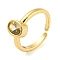 Oval Shape Brass Micro Pave Cubic Zirconia Solitaire Ring, Cuff Ring, Long-Lasting Plated, Cadmium Free & Lead Free, Real 18K Gold Plated, Inner Diameter: 16mm