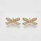 Brass Micro Pave Cubic Zirconia Links connectors, Bowknot, Clear, Nickel Free, Real 18K Gold Plated, 12x6x3.5mm, Hole: 1.2mm