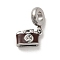 304 Stainless Steel Enamel European Dangle Charms, Large Hole Pendants with Crystal Rhinestone, Camera, Antique Silver, 23mm, Pendant: 7.5x12x5mm, Hole: 4.5mm