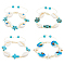 4Pcs 4 Style Natural Shell with Evil Eye Braided Bead Bracelets Set, Cross & Starfish & Turtle Polyester Adjustable Bracelets, Mixed Shapes, Inner Diameter: 2-1/8~3-1/2 inch(5.3~8.8cm), 1Pc/style