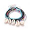 Glass Seed Beads Anklets, with Cowrie Shell Beads, Brass Finding, Iron Finding and 304 Stainless Steel Lobster Claw Clasps, 8-7/8 inch~9 inch(22.4~22.9cm), 5pcs/set