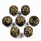 Painted Natural Wood Beads, Laser Engraved Pattern, Round with Leopard Print, Dark Olive Green, 10x8.5mm, Hole: 2.5mm
