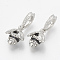 Alloy Rhinestone European Dangle Charms, with Enamel, Large Hole Pendants, Bees, Black, Platinum, 25mm, Hole: 5x8mm