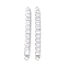 Brass Clear Square Cubic Zirconia Links Connectors, Long-Lasting Plated, Rectangle, Real Platinum Plated, 56x5x4mm, Hole: 2.5mm