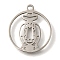 201 Stainless Steel Pendants, Flat Round Charms, Stainless Steel Color, 17x15x1mm, Hole: 1.5mm