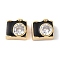 Brass Pave Clear Cubic Zirconia Beads, Camera, with Enamel, Long-Lasting Plated, Real 18K Gold Plated, Black, 9x10x6mm, Hole: 2mm
