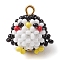 Seed Beads Beaded Charms, with Iron Loops, Penguin Pendants, Black, 18x17.5x14mm, Hole: 2mm