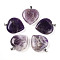Natural Amethyst Pendants, with Stainless Steel Snap On Bails, Heart, Stainless Steel Color, 31x30x8mm, Hole: 5.5x2.5mm