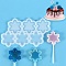 DIY Snowflake Lollipop Making Food Grade Silicone Molds, Candy Molds, for Edible Cake Topper Making, 6 Cavities, Christmas Theme, White, 100x175x4mm, Inner Diameter: 50x42.5mm, Fit for 2mm Stick