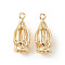 Brass Cubic Zirconia Pendants, Lantern Charm, Light Gold, 15.5x6.5mm, Hole: 1.2mm