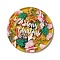 Transparent Christmas Themed Cellulose Acetate(Resin) Pendants, Flat Round Charms, Holly Leaves, 44x3mm, Hole: 1.8mm