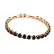 Hip-hop Brass Micro Cubic Zirconia Link Chain Bracelets for Men and Women, Black, 7-5/8 inch(19.5cm)