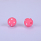 Printed Round with Polka Dot Pattern Silicone Focal Beads, Pink, 15x15mm, Hole: 2mm